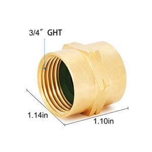 ZKZX Solid Brass Garden Hose Connector 3/4 Inch GHT Double Female Garden Hose Fittings Female to Female Hose Adapter (1)