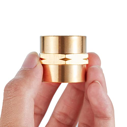 ZKZX Solid Brass Garden Hose Connector 3/4 Inch GHT Double Female Garden Hose Fittings Female to Female Hose Adapter (1)