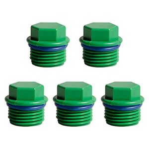 Feelers 3/4" PT Outer Hex Male Threaded PPR Pipe Plug End Cap Garden Hose Water Tubing Stopper Prevent Leakage Choke Fitting, Pack of 5, Green