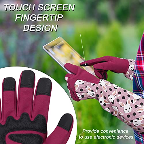 BARST Long Sleeve Gardening Gloves, Rose Pruning Thorn Proof Gardening Gloves Synthetic Leather Puncture Proof Garden Gauntlet for Bushes Cacti Gardener Gift