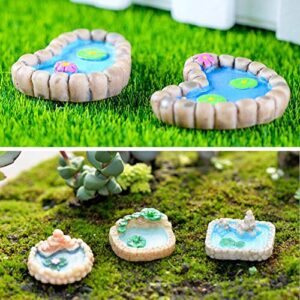 Trasfit 5 Pieces Fairy Garden Miniature Pond Ornaments Kit for Miniature Garden Accessories, Home Micro Landscape Decoration