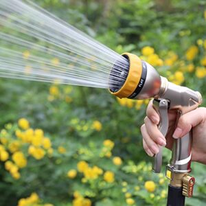 FANHAO Garden Hose Nozzle Heavy Duty, 100% Metal Spray Nozzle High Pressure Water Hose Nozzle with 7 Patterns for Watering Garden, Washing Cars and Showering Pets