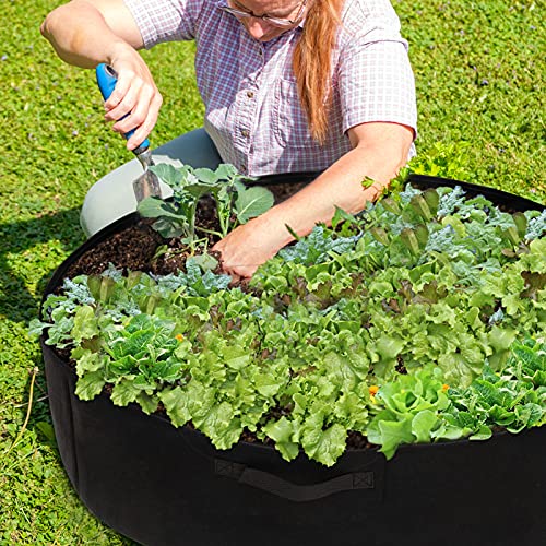 100 Gallon Large Round Grow Bag, Rusable Fabric Raised Garden Bed with 4 Handles, Thicken Breathable Non-Woven Fabric Planter Pot, Round Plant Container for Planting Vegetable Flowers Herbs (Black)