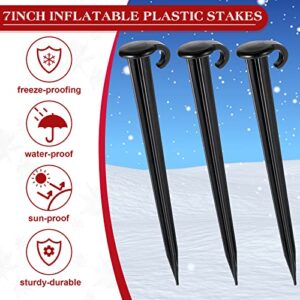 7 Inch Plastic Yard Stakes Inflatables Heavy Duty Plastic Stakes for Tent Ground Garden Stakes Replacement Outdoor Fence Lawn Pegs Landscape Staples for Christmas Decorations (Black, 100 Pcs)