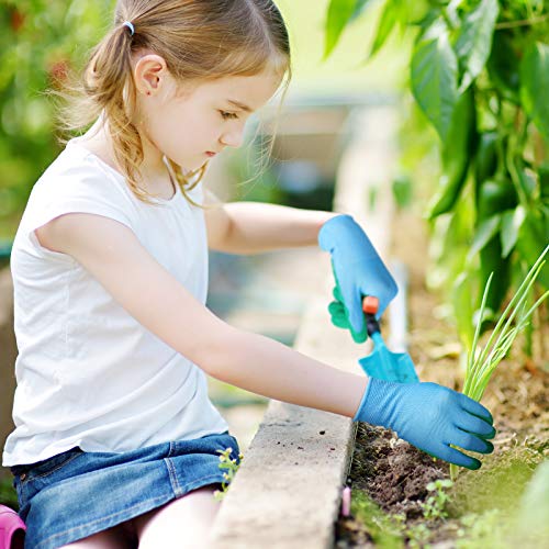 Yetene 8 Pairs Kid Garden Gloves Children Rubber Gardening Protective Gloves for Toddler Boys Girls Yard Work Activity(Blue, Orange,9 Years)