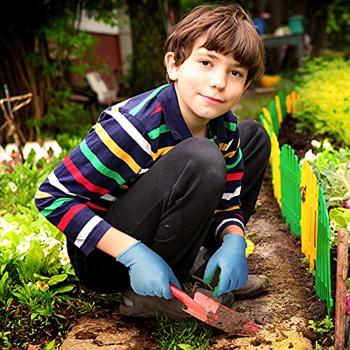 Yetene 8 Pairs Kid Garden Gloves Children Rubber Gardening Protective Gloves for Toddler Boys Girls Yard Work Activity(Blue, Orange,9 Years)