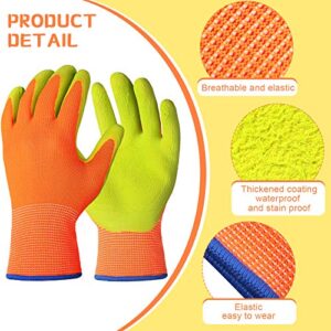 Yetene 8 Pairs Kid Garden Gloves Children Rubber Gardening Protective Gloves for Toddler Boys Girls Yard Work Activity(Blue, Orange,9 Years)