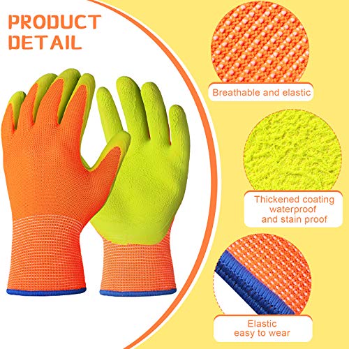 Yetene 8 Pairs Kid Garden Gloves Children Rubber Gardening Protective Gloves for Toddler Boys Girls Yard Work Activity(Blue, Orange,9 Years)