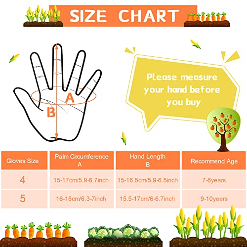 Yetene 8 Pairs Kid Garden Gloves Children Rubber Gardening Protective Gloves for Toddler Boys Girls Yard Work Activity(Blue, Orange,9 Years)