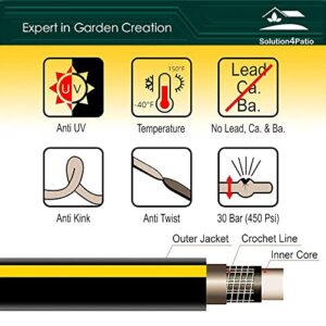 Solution4Patio 3/4 in. x 3 ft. Short Garden Hose, No Leaking, Black Lead-in Hose Male/Female Solid Brass Fittings for Water Softener, Dehumidifier, Vehicle Water Filter, 12 Years Warranty