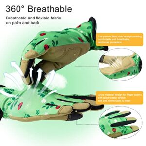 HODUP Kids Gardening Gloves for 7-9 years old,1 Pairs Kids Garden Gloves Non-Slip Children Breathable Yard Work Gloves for Boys Girls（M,Green）