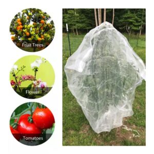 Agfabric Bird Netting Garden Netting Insect Pest Barrier,Plant Cover Fruit Tree Netting Mesh Protection Bag with Drawstring,39" Hx39 W,White