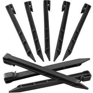 30 pcs garden landscape edging stakes, 10 inch black landscaping anchoring spikes heavy duty plastic garden netting ground stakes for edging & terrace board