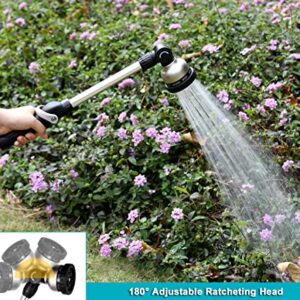 ESOW Garden Hose Wand 16 Inches, Watering Sprayer Wand with 9 Watering Patterns, 180° Adjustable Swivel Head, 100% Heavy Duty Metal Hose Nozzle, Thumb Control On Off Valve