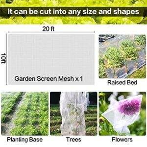 20 ft x 10ft Garden Netting, Fine Garden Screen Mesh, Garden Barrier Netting to Keep Small Animals Out, Plant Covers for Patio Raised Bed Garden Hoops Vegetables Fruits Flowers Protection