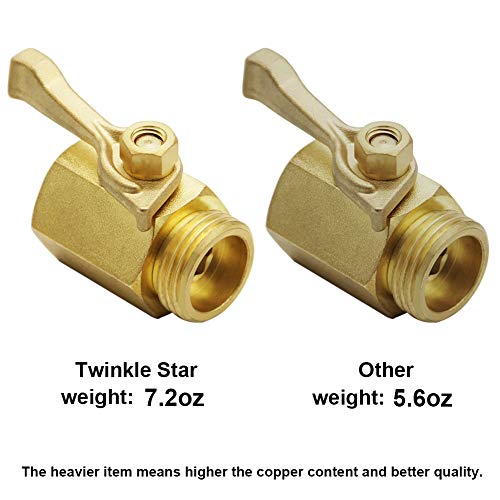 Twinkle Star Super Heavy Duty 3/4" Brass Shut Off Valve Garden Hose Connector, TWIS3005