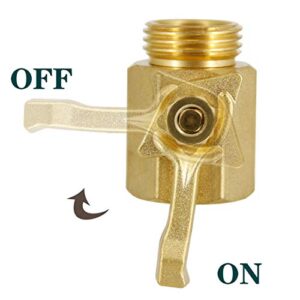 Twinkle Star Super Heavy Duty 3/4" Brass Shut Off Valve Garden Hose Connector, TWIS3005