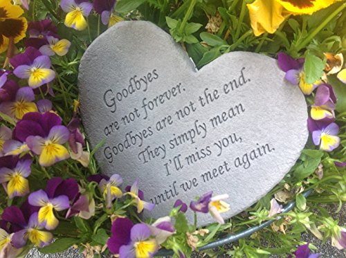 Kay Berry Goodbyes are Not Forever Heart Shaped Memorial Stone (Grey)