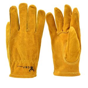 g & f products 5013m justforkids kids genuine leather work gloves, kids garden gloves, 4-6 years old