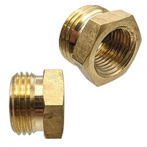 GRIDTECH 2 Pack Brass Garden Hose Adapter Fitting, 1/2” NPT Female Threads and 3/4" GHT Male Connector, shower pipe arm handshower, Heavy-Duty High-Pressure Support, Rust and Corrosion Resistant