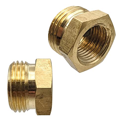 GRIDTECH 2 Pack Brass Garden Hose Adapter Fitting, 1/2” NPT Female Threads and 3/4" GHT Male Connector, shower pipe arm handshower, Heavy-Duty High-Pressure Support, Rust and Corrosion Resistant