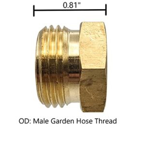 GRIDTECH 2 Pack Brass Garden Hose Adapter Fitting, 1/2” NPT Female Threads and 3/4" GHT Male Connector, shower pipe arm handshower, Heavy-Duty High-Pressure Support, Rust and Corrosion Resistant