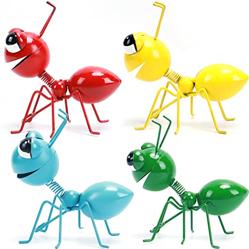 Cruis Cuka Metal Yard Art Garden Decorative Cute Ant Outdoor Wall Sculptures-Set of 4