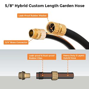 Giraffe Tools Hybrid Garden Hose 5/8" x 50ft, Custom Length, No Kink, Flexible, Leakproof Hose with Male to Female Fittings, 600 Burst PSI