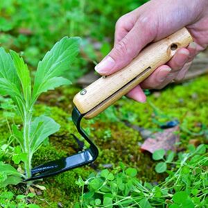 Elegital Kana Hoe 217 Japanese Garden Tool - Hand Hoe/Sickle is Perfect for Weeding and Cultivating. The Blade Edge is Very Sharp., Beige-028