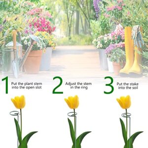 Thealyn 12 Pack 18 Inch Plant Support Stakes, Metal Single stemmed Flower Support Hoops，Garden Plant Stakes Plant Prop for Amaryllis Orchid Lily Rose Peony Tomatoes Gladiolus