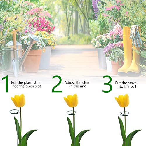 Thealyn 12 Pack 18 Inch Plant Support Stakes, Metal Single stemmed Flower Support Hoops，Garden Plant Stakes Plant Prop for Amaryllis Orchid Lily Rose Peony Tomatoes Gladiolus