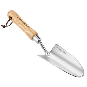 stainless steel trowel, garden small flower hand shovel, potting soils scoop with wood handle, gardening bonsai tools for transplanting digging weeding planting