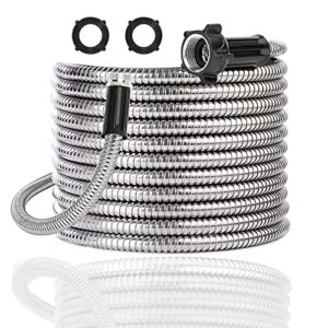 yanwoo 304 stainless steel 15 feet garden hose with female to male connector, lightweight, kink-free, heavy duty outdoor hose (15ft)