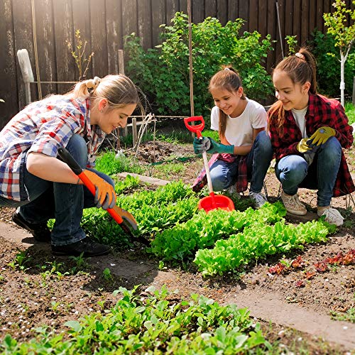 COOLJOB 3 Pairs Kids Gardening Gloves for Age 9-12, Grippy Rubber Coated Garden Work Gloves for Children, Orange & Green & Yellow, Large Size (3 Pairs L)