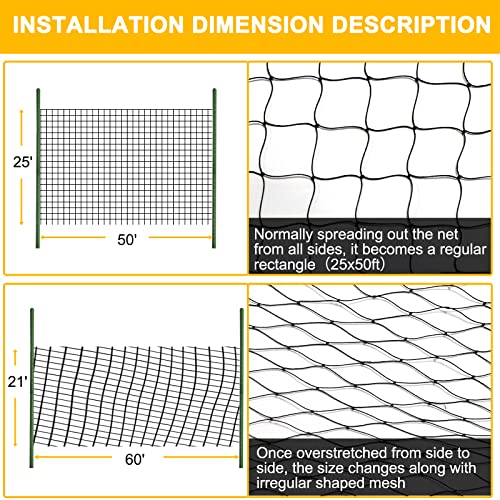 Bird Net 25'x50' with 1" Mesh Nylon Bird Netting for Garden, Poultry Netting Heavy Duty Aviary Netting Chicken Coop Netting, Garden Netting Deer Fence Netting for Fruit Tree, Pests Trellis Net