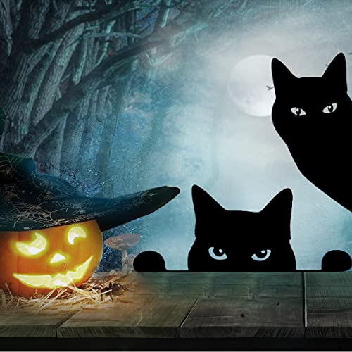 XHSP 2 Pieces Cat Statue Art Decor Garden, Black Cat Silhouette Décor Animals Shape Yard Decoration Art Decoration for Yard Lawn, Garden, Pathway, Outdoor (Cat)