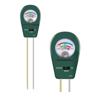 3 in 1 soil tester, soil moisture/fertility/ph test, soil moisture meter sensor, soil test kit for garden, farm, plant, outdoor, indoor, lawn use, no battery (green)