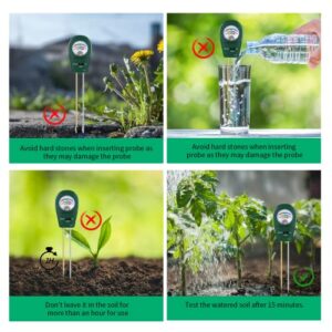 3 in 1 Soil Tester, Soil Moisture/Fertility/pH Test, Soil Moisture Meter Sensor, Soil Test Kit for Garden, Farm, Plant, Outdoor, Indoor, Lawn Use, No Battery (Green)