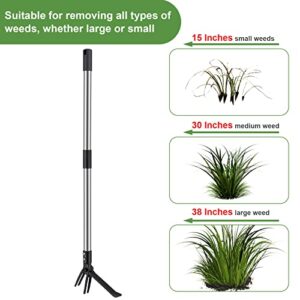 CALCHELE Garden Tool - 64" Stand Up Weed Puller Tool with Long Handle - Made with Stainless Steel & 4-Claw cast Steel Head Design - Easily Remove Weeds Without Bending, Pulling, or Kneeling