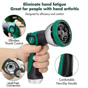 FivxTrail Garden Hose Nozzle - Heavy-Duty Water Hose Sprayer Nozzle with 10 Spraying Patterns, Garden Hose Nozzle Sprayer with Thumb Control and Easy Control On-Off Valve for Home, Garden, Car Wash