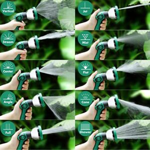 FivxTrail Garden Hose Nozzle - Heavy-Duty Water Hose Sprayer Nozzle with 10 Spraying Patterns, Garden Hose Nozzle Sprayer with Thumb Control and Easy Control On-Off Valve for Home, Garden, Car Wash