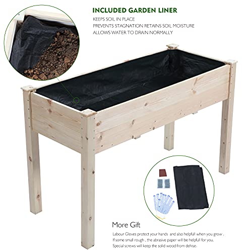 TMEE 3FT Raised Garden Bed Wooden Elevated Wood Planter Garden Box Kit for Vegetable Flower Herb Gardening Backyard Patio, Easy Assembly, 30in Height