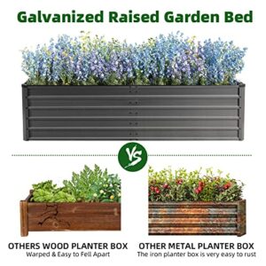 GRAVFORCE Galvanized Raised Garden Bed with Cover, 8x4x2ft Metal Raised Planter Box Outdoor with Greenhouse for Vegetables, Flowers, Herbs, and Fruits, Rectangular Planter Raised Beds Kit for Garden