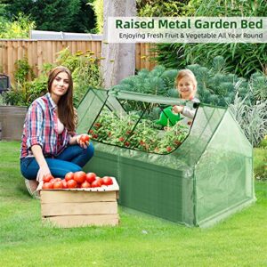 GRAVFORCE Galvanized Raised Garden Bed with Cover, 8x4x2ft Metal Raised Planter Box Outdoor with Greenhouse for Vegetables, Flowers, Herbs, and Fruits, Rectangular Planter Raised Beds Kit for Garden