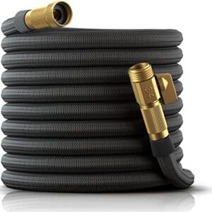 nifty grower expandable garden hose 100ft – hoses expandable 100 ft heavy duty w/double latex core – 100 foot hose w/brass fittings – collapsible hose 100ft