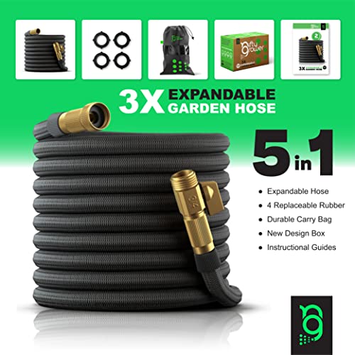 Nifty Grower Expandable Garden Hose 100FT - Hoses Expandable 100 FT Heavy Duty w/Double Latex Core - 100 Foot Hose w/Brass Fittings - Collapsible Hose 100FT