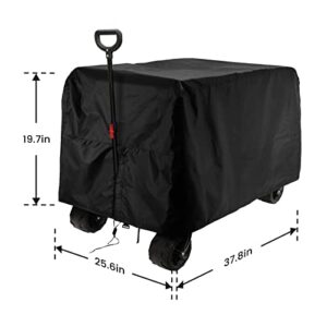 RitPin Cover for Folding Utility Wagon Cart, 420D Heavy Duty Outdoor Collapsible Garden Wagon Cart Cover, Waterproof Dustproof UV Resistant