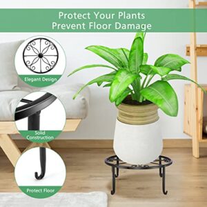 5 Pack Metal Plant Stand for Outdoor Indoor Plants, Heavy Duty Flower Pot Stands for Multiple Plant, Rustproof Iron Round Plant Shelf for Planter, Potted Plant Holder for Garden Home (Black)