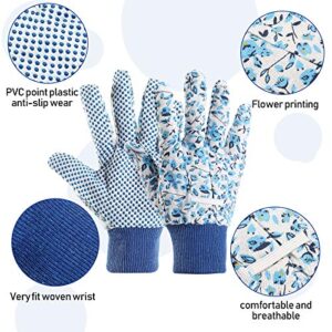 Geiserailie 4 Pairs Garden Gloves Floral Gardening Gloves with Soft PVC Dots Gloves Women Working Yard Gloves for Yard Cleaning, Fishing, Gardening, Weeding, Planting, Watering