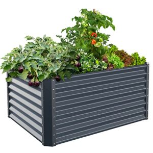galvanized raised garden bed box planter for outdoor plants 24″ extra tall raised garden beds outdoor garden boxes outdoor raised metal raised garden beds for vegetables 48″x36″x24″, midnight grey